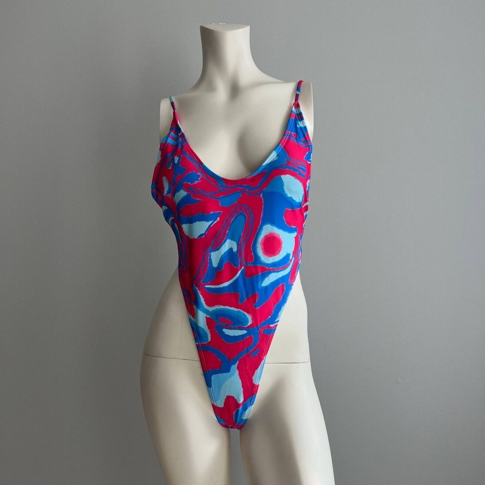 Women's Blue and Red One Piece Summer Beach Wear Swimsuit Bikini‎ Size S
